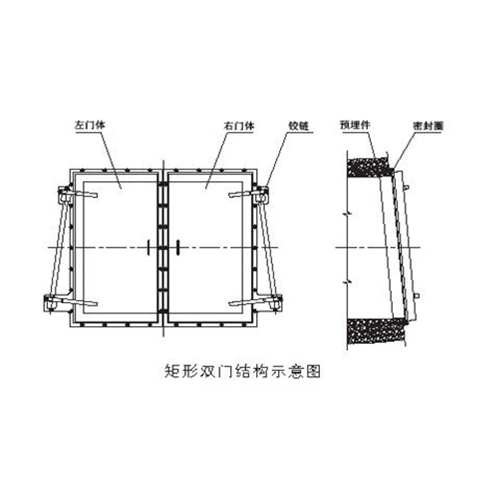 矩形侧开双开拍门安装结构图