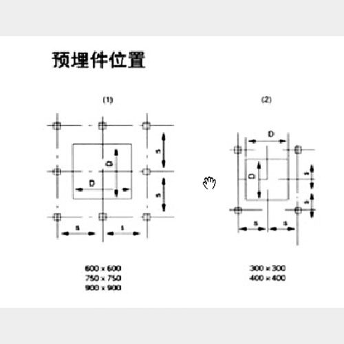 方形拍门预埋件安装尺寸图